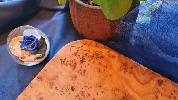 Planche de dégustation en châtaignier fabriqué en Vendée par Koa'Wood.